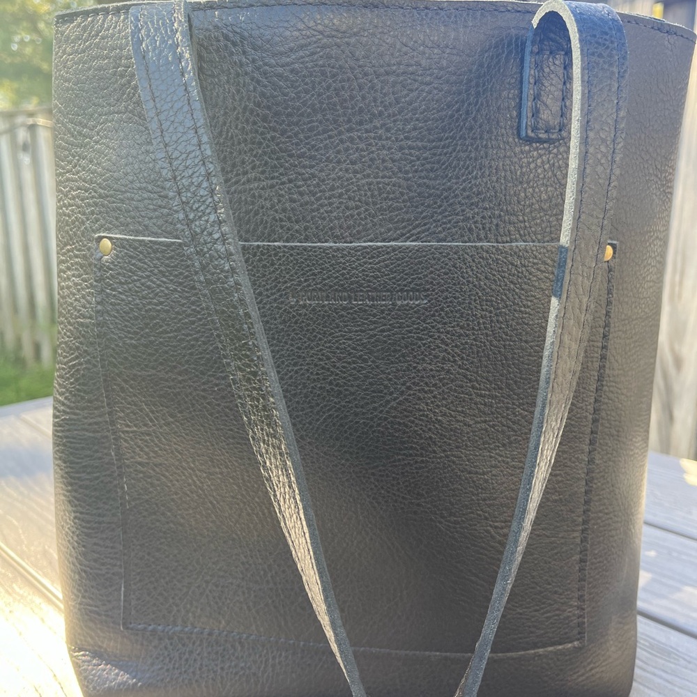 Portland Leather Black Leather Crossbody Tote
